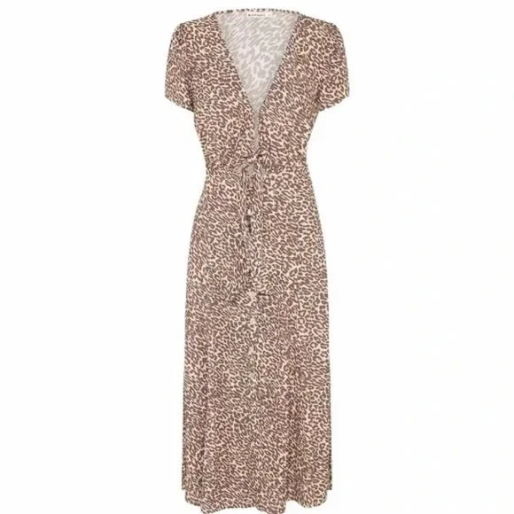 KIVARI Alena Leopard Print Tie Front Midi Dress - Picture 12 of 16